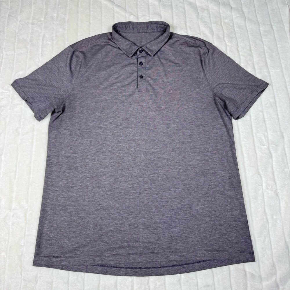 Lululemon Polo Shirt Mens XL Purple Short Sleeve Stretch Performance Golf Casual